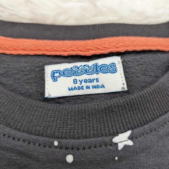 Pebbles Unisex Crew neck Fleece Lined Gray Long Sleeve Sweatshirt for 8Y NWOT - Picture 5 of 6